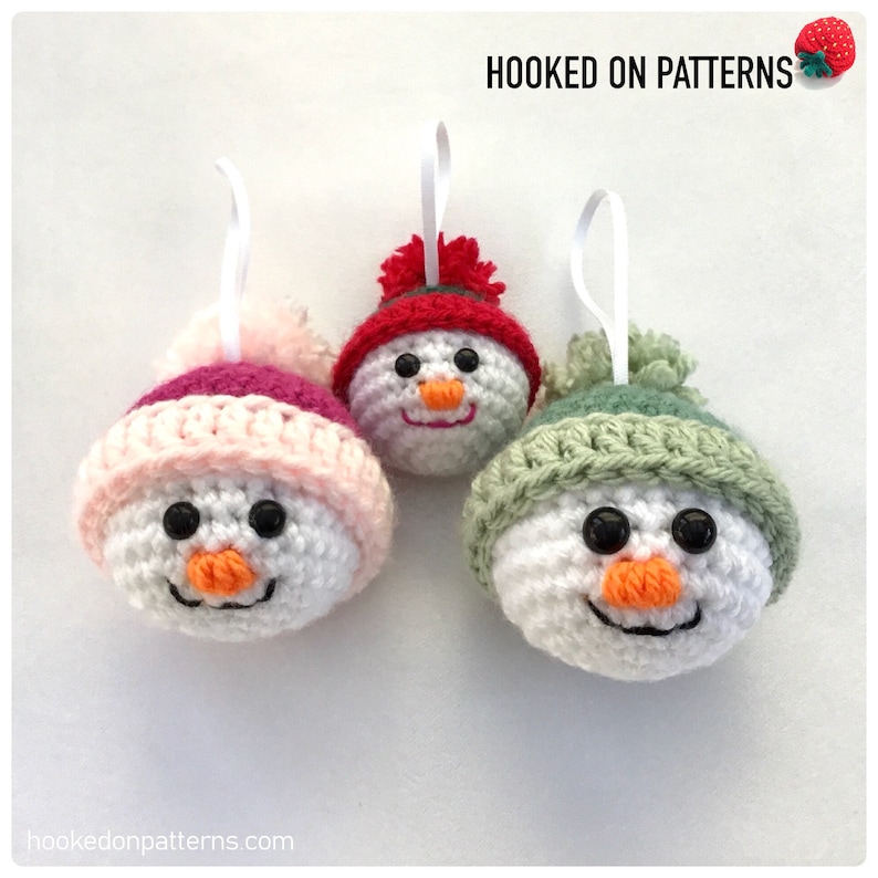 Crochet Snowman Bauble Pattern PDF Pattern Digital Download in English Only Festive Tree Decorations Christmas Crochet Ideas image 2