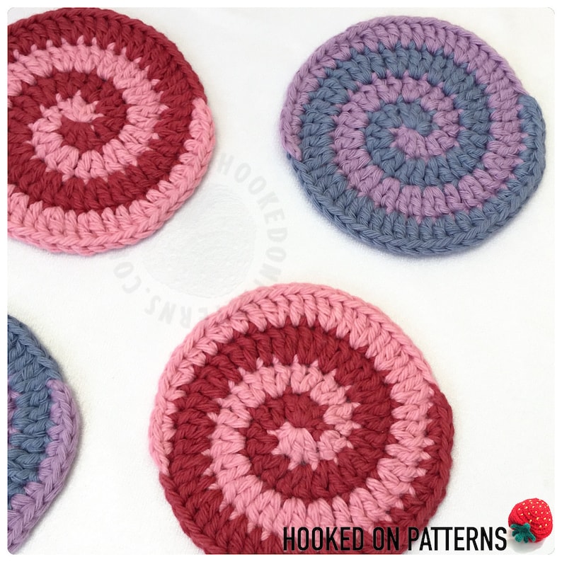 Candy Swirl Coasters Spiral Coaster Crochet Pattern Crochet PDF Pattern Download in English ONLY image 2