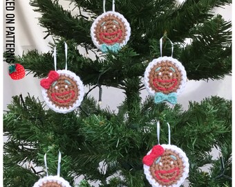 Christmas Ornaments Crochet Pattern - Gingerbread Smilies - Festive Decorations - Digital Download PDF Pattern Only