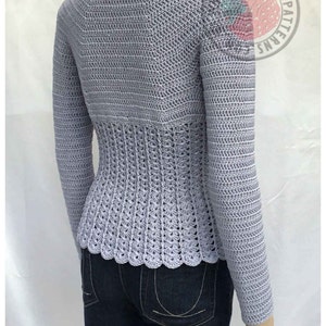 Kamila Fitted Cardigan Size S, M, L, XL, 2XL, 3XL Crochet PDF Pattern in English Only image 2