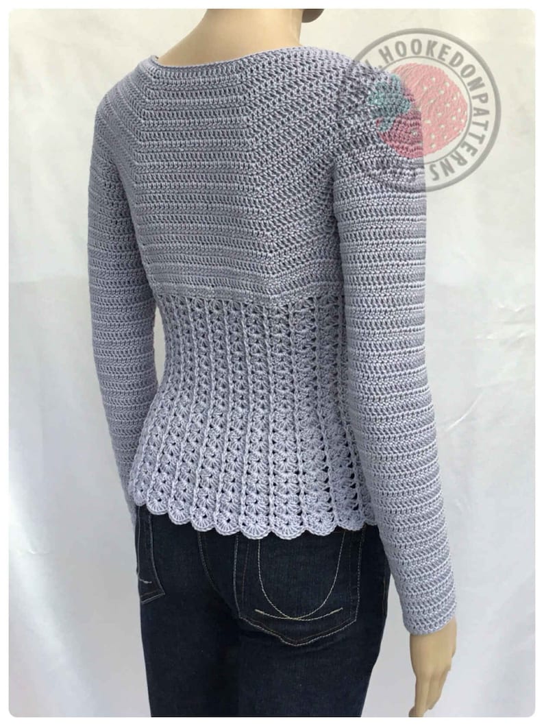 Kamila Fitted Cardigan Size S, M, L, XL, 2XL, 3XL Crochet PDF Pattern in English Only image 2