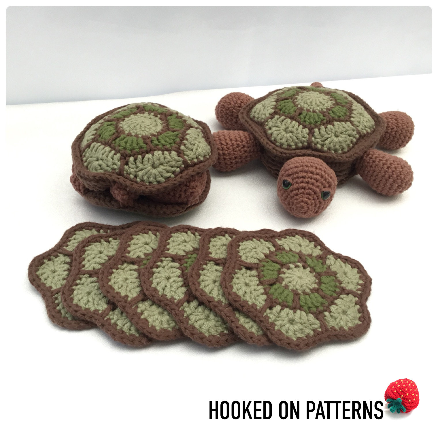 16 Turtle Coaster Crochet Patterns for Cute, Giftable Table Decor 16 Tortoise and Turtle Hideaway Coaster Sets