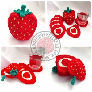 Strawberry Coaster Set - Crochet PDF Pattern