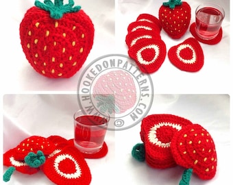 Strawberry Coaster Set - Crochet PDF Pattern