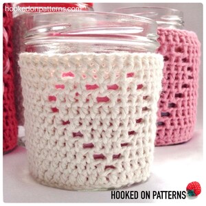 Heart Jar Cozy Candle Cover Crochet Pattern Valentines Jar Cosy PDF Pattern Download in English Only image 2