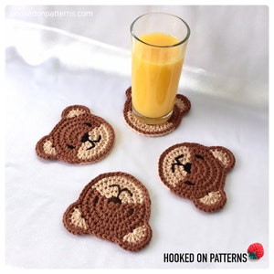 Teddy Bear Coasters Crochet Pattern PDF download in ENGLISH ONLY Bear Shaped Crochet Coasters for Children and Parties image 4