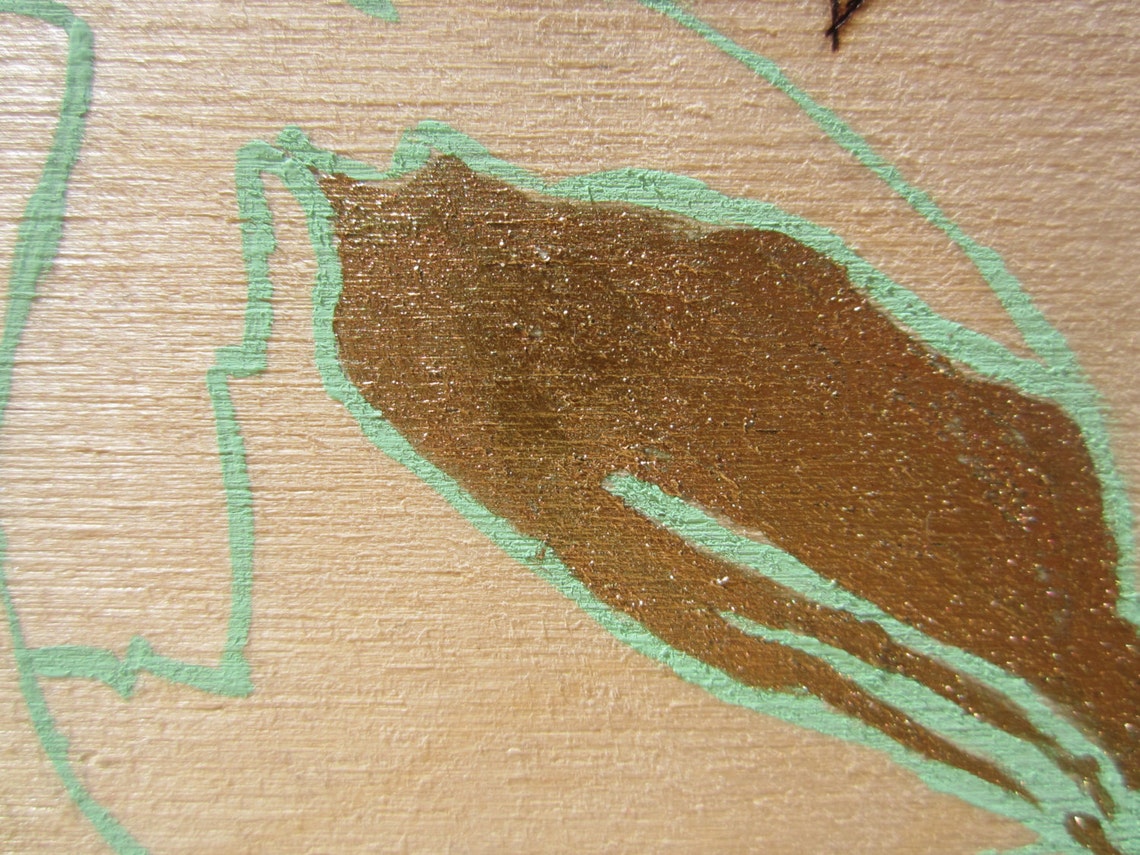 Mixed media Wood Burning Gouache Bird Original Wood Etsy