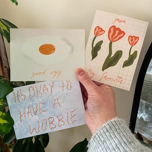 Confezione da tre stampe di cartoline positive - Salute mentale, cura di sé, va bene non stare bene, il cibo è vita, sii felice