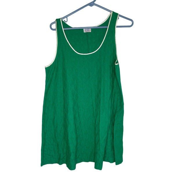 Vintage 70s Clovis Ruffin Boutique Green Shift Mini Dress Size Large