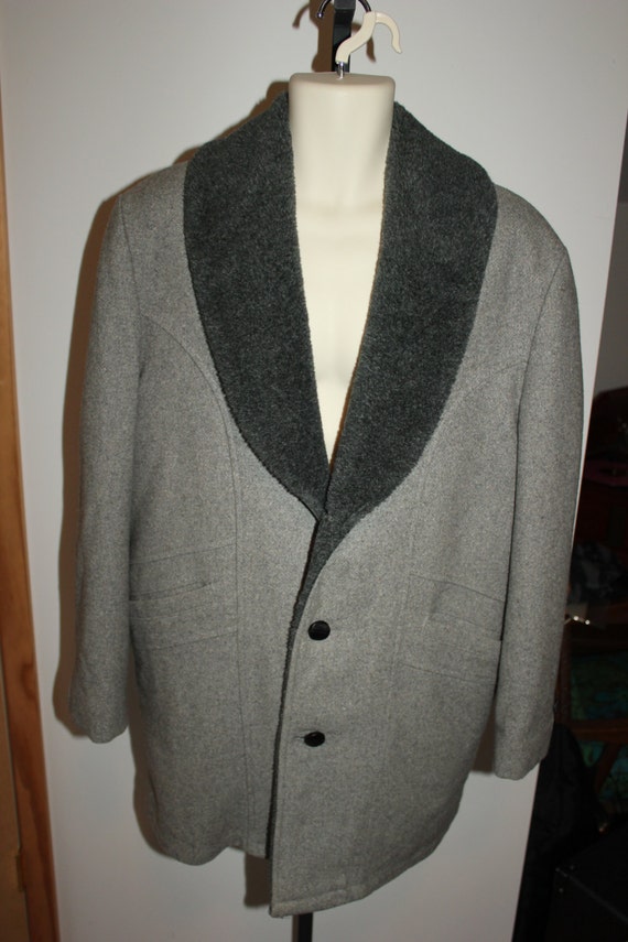Vintage 60s Wool Faux Fur Winter Coat Mens Size 42