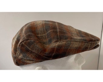 Vintage 80s Pendleton Newsboy Hat Pure Virgin Wool Plaid Cabbie Mens Size L