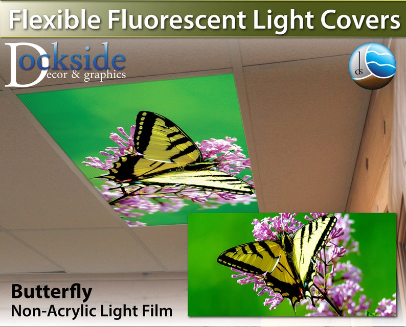 Flexible Fluorescent Light Cover Films Skylight Ceiling Office Medical Dental Nature Insect Butterfly