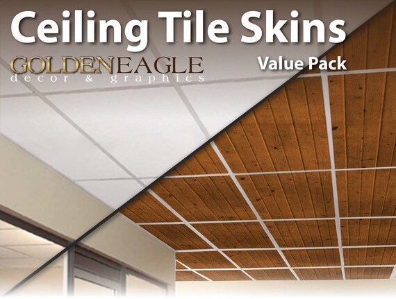 Lot Of 6 Ceiling Tile Skin Glue Up Medium Knotty Pine Wood Decorative Panel Cover 24 X 48