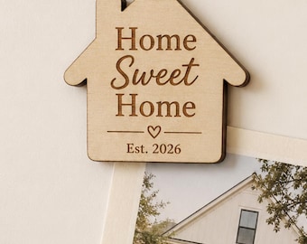 Personalized Engraved Wooden House Magnet, Realtor Closing Gift, New Home Client Appreciation