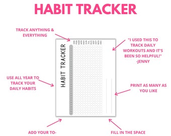 Habit Tracker - Printable Planner, Basic Planner, Planning Pages, Checklist - Digital Download