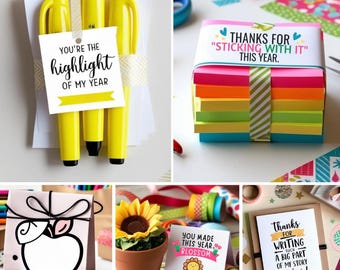 Paquete MEGA de imprimibles de agradecimiento a los maestros: etiquetas y tarjetas de regalo (descarga instantánea)