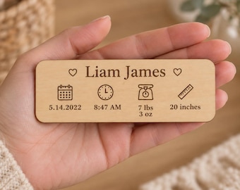 Personalized Baby Birth Stats Plaque, Newborn Photo Frame Nameplate, Custom New Baby Gift, Nursery Keepsake