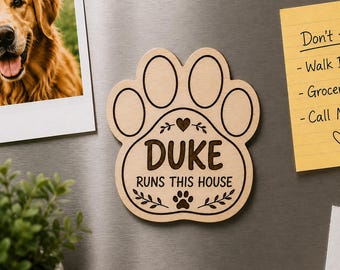 Personalized Dog Magnet, Custom Pet Name Paw Print Magnet, Dog Fridge Magnet, Dog Mom Gift, Personalized Pet Gift, Dog Lover Gift