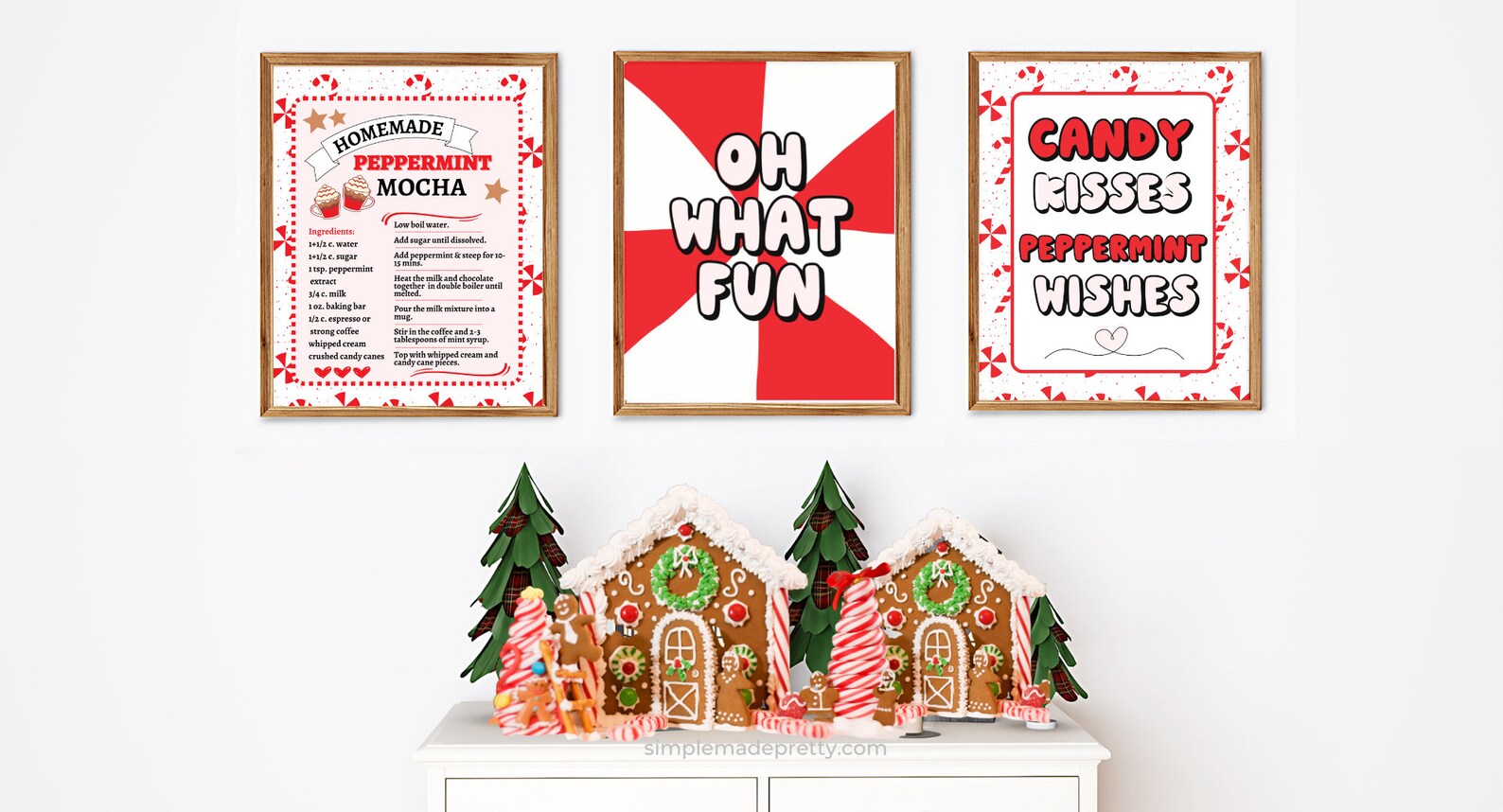 Candy Cane Wall Art Printables Peppermint Mocha Peppermint - Etsy