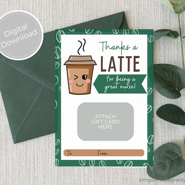 PDF: Nurse Coffee Gift Card Holder - Nurse Appreciation Card - Nurse Coffee Gift - Instant Download