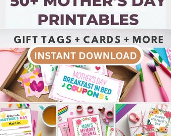 Mother's Day Printables Bundle – Cards, Gift Tags, Coupons (Instant Download)