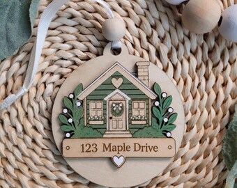 Personalized New Home Christmas Ornament, Custom Address Ornament, First Christmas in New Home Gift, Housewarming Gift, Realtor Closing Gift