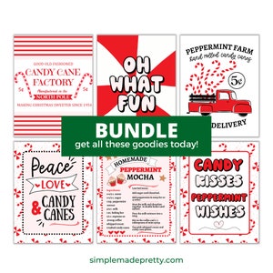 Candy Cane Wall Art Printables Peppermint Mocha, Peppermint Candy Printables, Peppermint Decor, PEPPERMINT LANE PDF Instant Download image 5