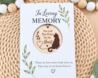 Cat Memorial Ornament with Optional Sympathy Card, Personalized Pet Loss Gift, Cat Remembrance Keepsake, Forever in My Heart
