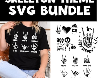 Halloween Skelett SVG PNG Bundle | Skelett SVG | T-Shirt SVG | Halloween-Svg | Spooky Vibes | Knochen-Svg | Png Datei