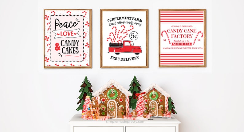 Candy Cane Wall Art Printables Peppermint Mocha, Peppermint Candy Printables, Peppermint Decor, PEPPERMINT LANE PDF Instant Download image 3