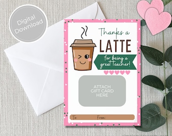 Porta tarjetas de regalo de café para maestros de San Valentín (PDF)