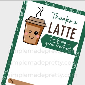 PDF: Lehrer Kaffee Geschenk Kartenhalter Lehrer Wertschätzung Karte Lehrer Wertschätzung Instant Download Bild 2