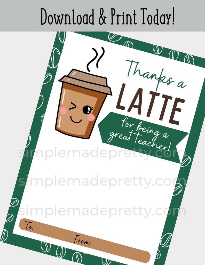 PDF: Teacher Coffee Gift Card Holder Teacher Appreciation Card Teacher Appreciation Instant Download image 2