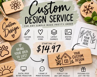 Custom Design Fee and Digital Proof Add-On, Personalized Engraving, Custom Text & Icons, Design Service for Handmade Etsy Orders