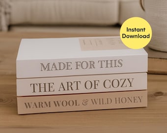 Cubiertas de libros falsas imprimibles: decoración neutra para estanterías (descarga instantánea)