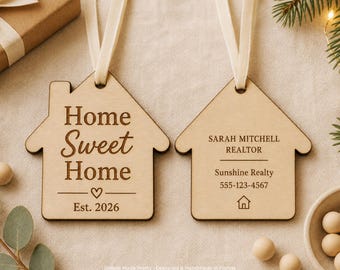 Custom Realtor House Ornament, Real Estate Closing Gift, New Home Christmas Keepsake