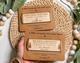 Personalized Camping Plaque, Custom Campground Sign, Travel Memory Wood Plaque, Coordinates Sign, RV Camper Gift, State Park Keepsake