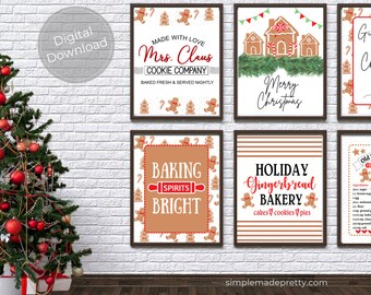 Gingerbread Wall Art Printables - Gingerbread Party, Gingerbread Houses, Gingerbread Decor, GINGERBREAD LANE - PDF - Instant Download