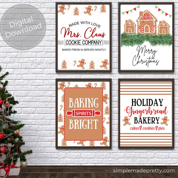 Gingerbread Wall Art Printables - Gingerbread Party, Gingerbread Houses, Gingerbread Decor, GINGERBREAD LANE - PDF - Instant Download