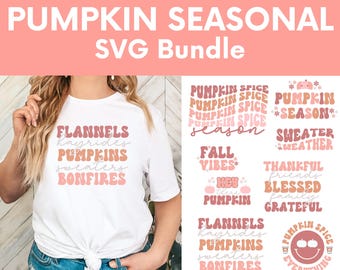 Paquete SVG PNG de temporada de calabaza retro boho / Calabaza SVG / Camiseta Svg / Calabaza especiada Svg / Vibras de otoño / Otoño Svg / Archivo PNG