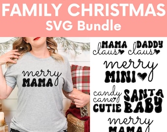 Paquete SVG de Navidad familiar: camisetas navideñas familiares en formato SVG, Feliz Mamá en formato SVG, archivos de corte Cricut para camisetas navideñas familiares - SVG y PNG