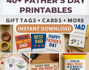 Father's Day Printable MEGA Bundle | 40+ Printable Father's Day Cards, Gift Tags, Coupons, Coloring Pages & Kids Activities
