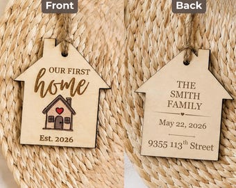 Personalized New Home Ornament, Custom Wood Housewarming Gift, Realtor Closing Keepsake