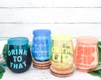 Digital Download:  Wine Glass Cut Files, Wine Glass Tumbler (SVG, DXF, Eps, & Png) - Cut File -Cricut, Silhouette