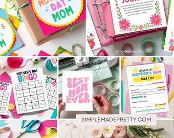 Paquete de imprimibles para el Día de la Madre: tarjetas, etiquetas de regalo y cupones (descarga instantánea)