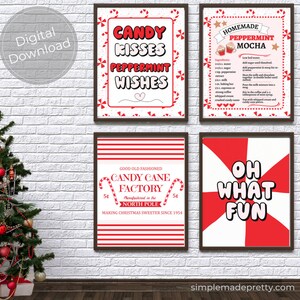 Candy Cane Wall Art Printables Peppermint Mocha, Peppermint Candy Printables, Peppermint Decor, PEPPERMINT LANE PDF Instant Download image 1