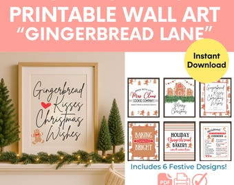 Gingerbread Christmas Wall Art Printables • Gingerbread Lane Bundle • Holiday Kitchen Decor • PDF • Instant Download