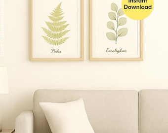 Juego de 4 láminas botánicas: Arte con acuarela y vegetación (Descarga en PDF)