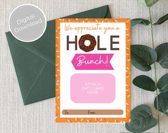 PDF: Donuts Gift Card Holder - Teacher Appreciation Card - Teacher Appreciation Coffee Gift - Instant Download