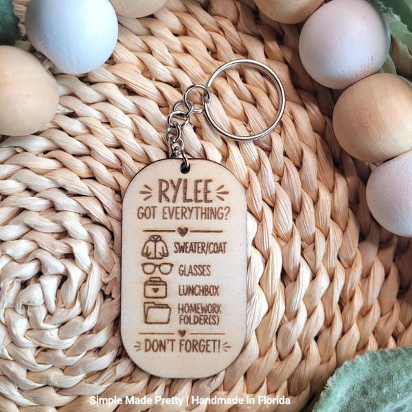 Personalized Backpack Reminder Keychain, Custom Kids Checklist Tag, Double Sided School Bag Reminder, Don't Forget Sign